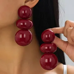 Aretes de 3 círculos rojos