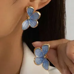 Aretes de flor azules