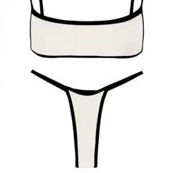 Bikini blanco con tiras negras