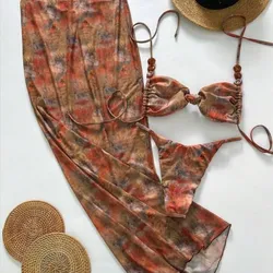 Bikini con falda larga de colores