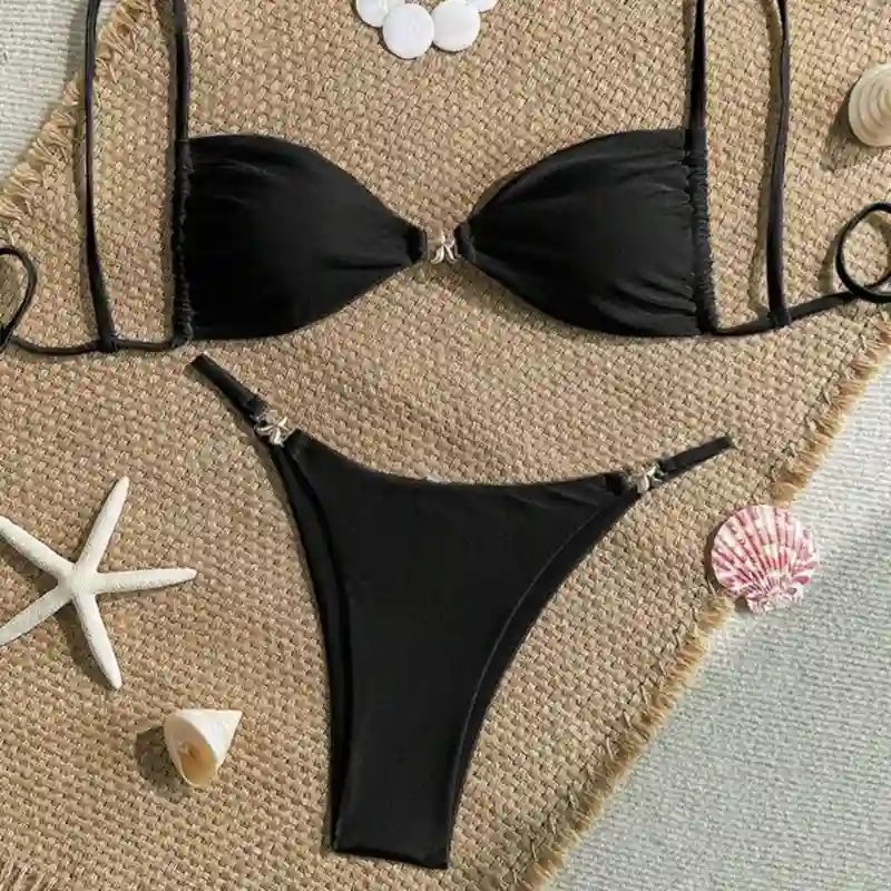 Bikini negro estrella dorada 