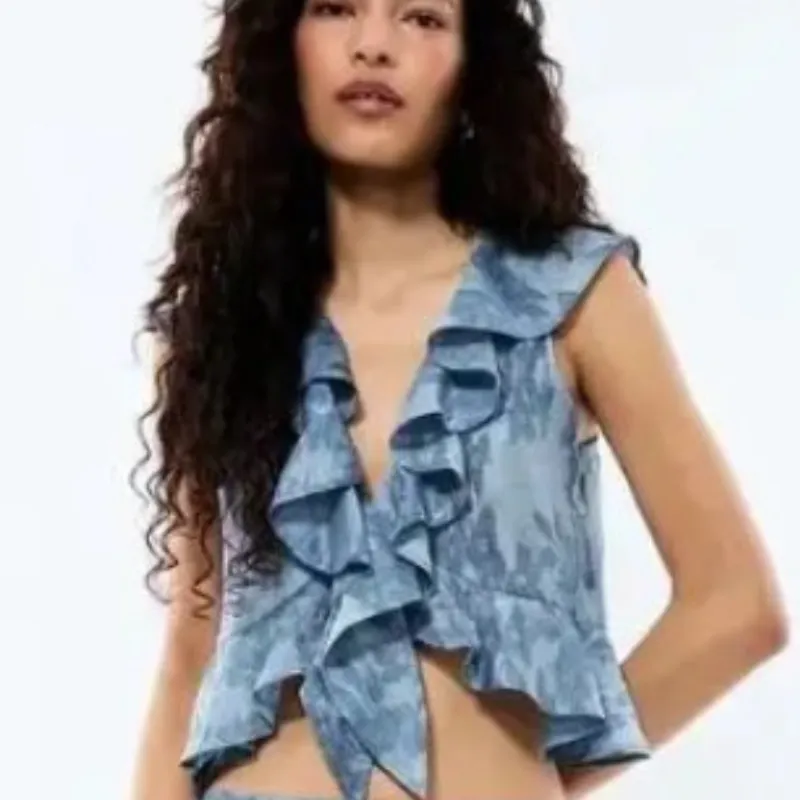 Blusa de vuelos Azul