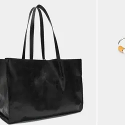 Bolso grande negro con accesorio
