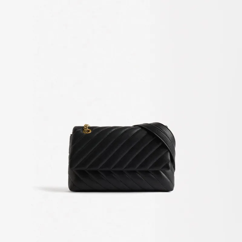 Bolso negro asa dorada 