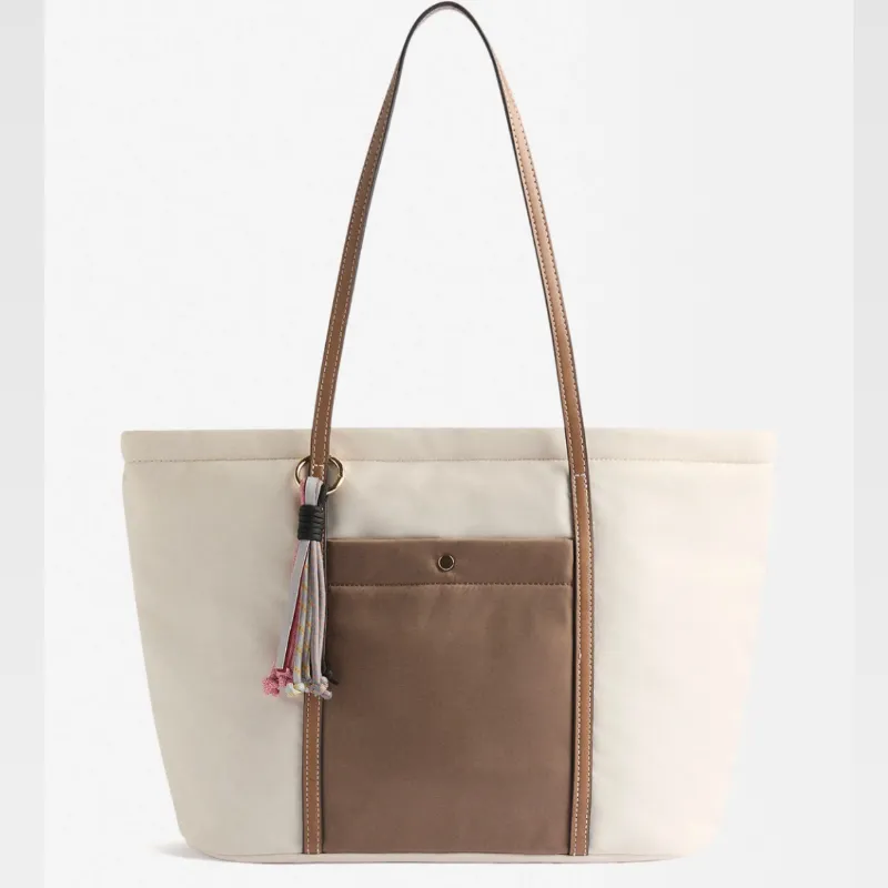 Bolso Shopper de nylon con bolsillo exterior 
