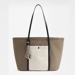 Bolso Shopper de nylon con bolsillo exterior 