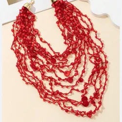 Collar de perlas rojo