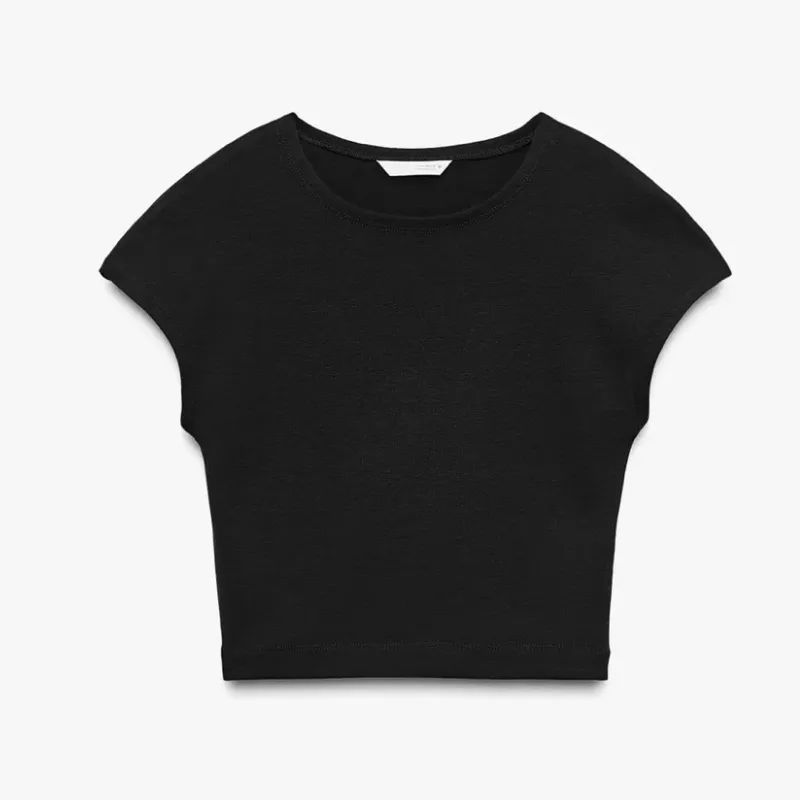 Crop top negro algodón 