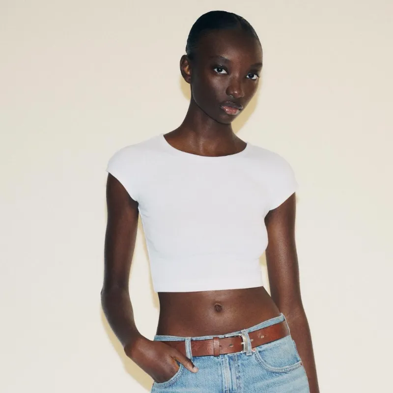 Crop top blanco algodón 