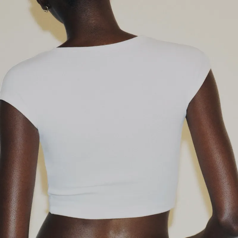 Crop top blanco algodón 