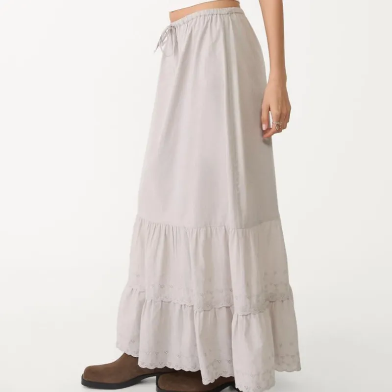 Falda gris larga 