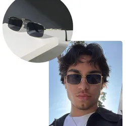 Gafas grandes borde dorado 
