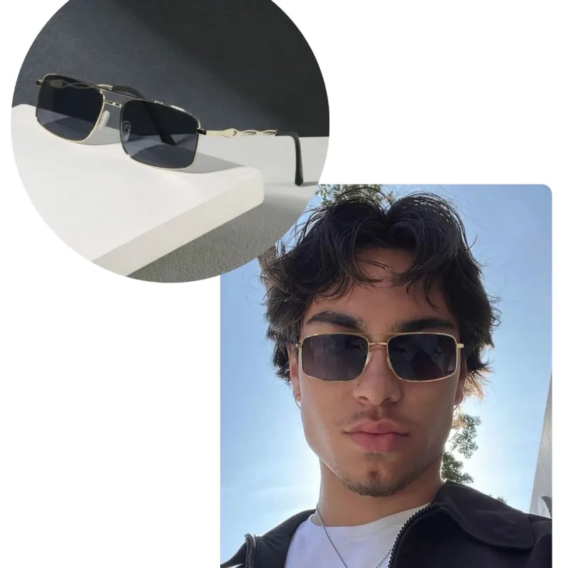 Gafas grandes borde dorado 