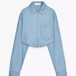 Camisa mezclilla crop top 