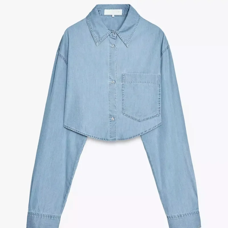 Camisa mezclilla crop top 
