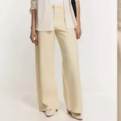 Jean Wideleg beige largo