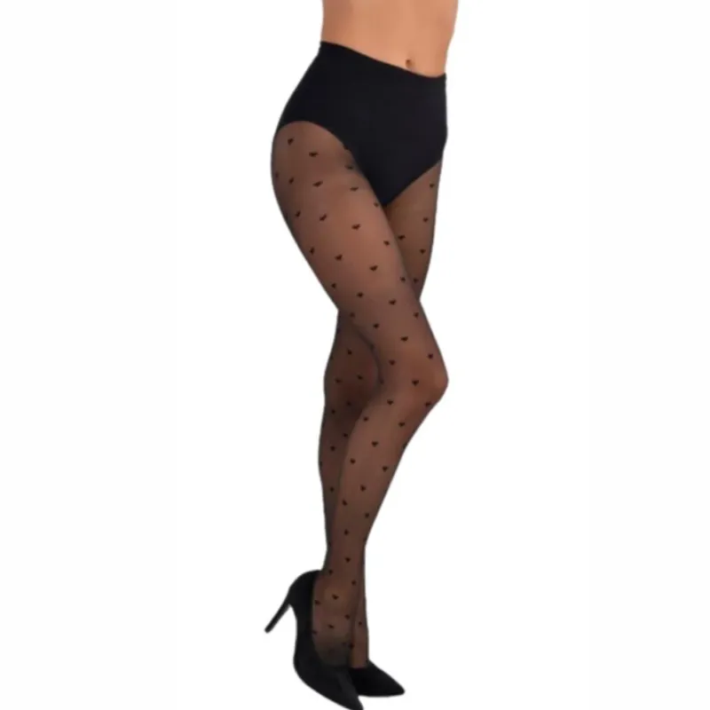 Medias pantis negras corazones