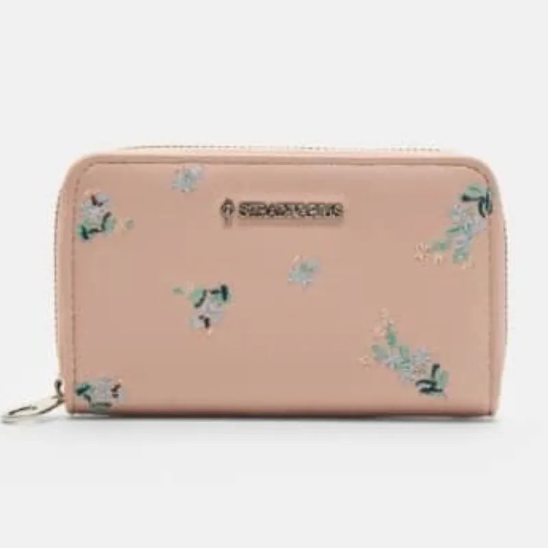 Monedero rectangular cremallera rosado estampado