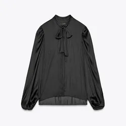 Camisa negra satinada 