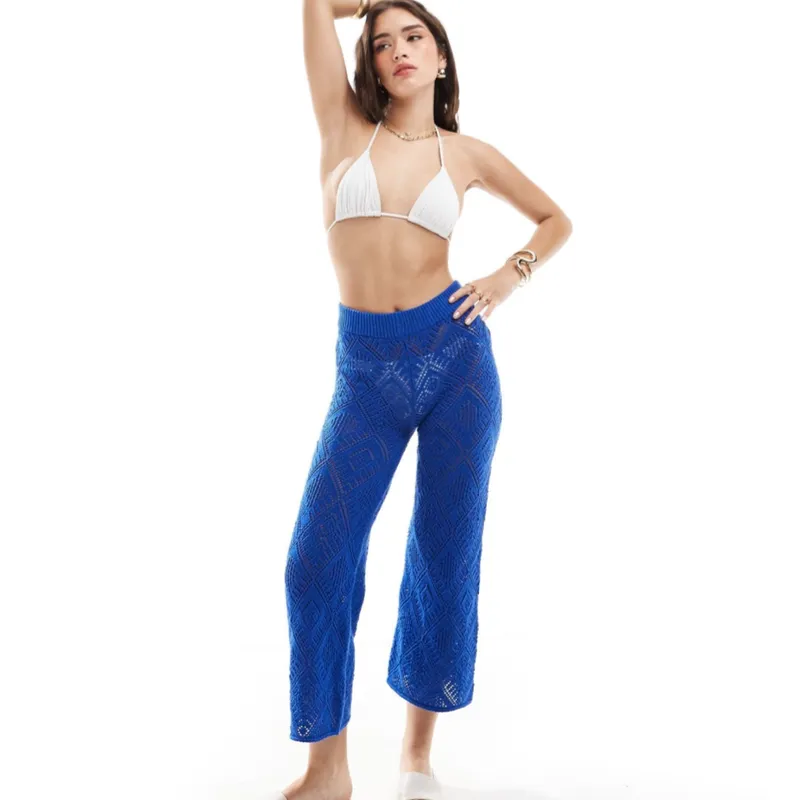Pantalón tejido playero azul 