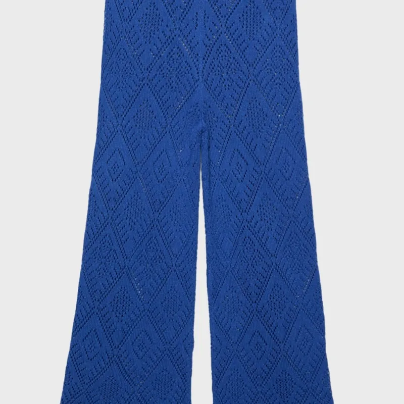 Pantalón tejido playero azul 