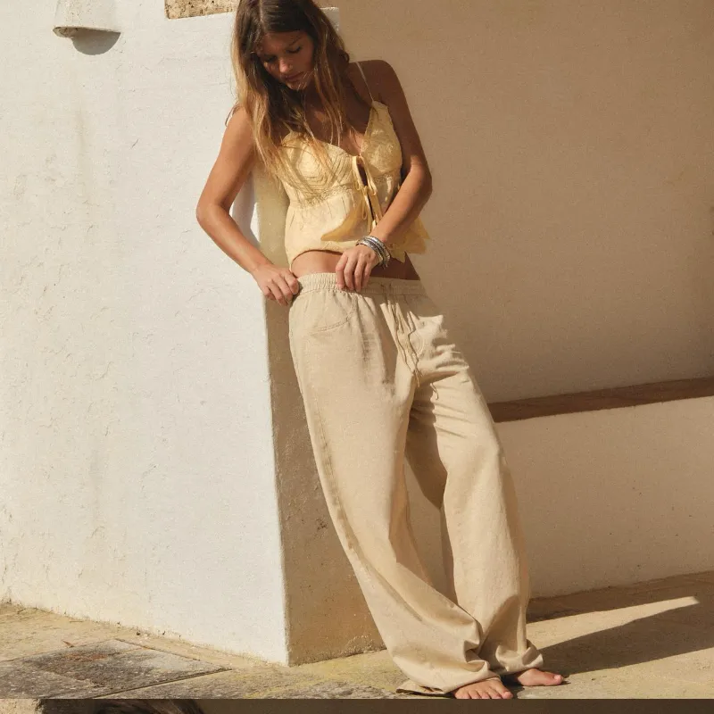 Pantalón tela amarillo