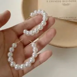 Pendientes aros perlas blancas