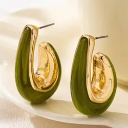 Pendientes colgantes verde y dorado