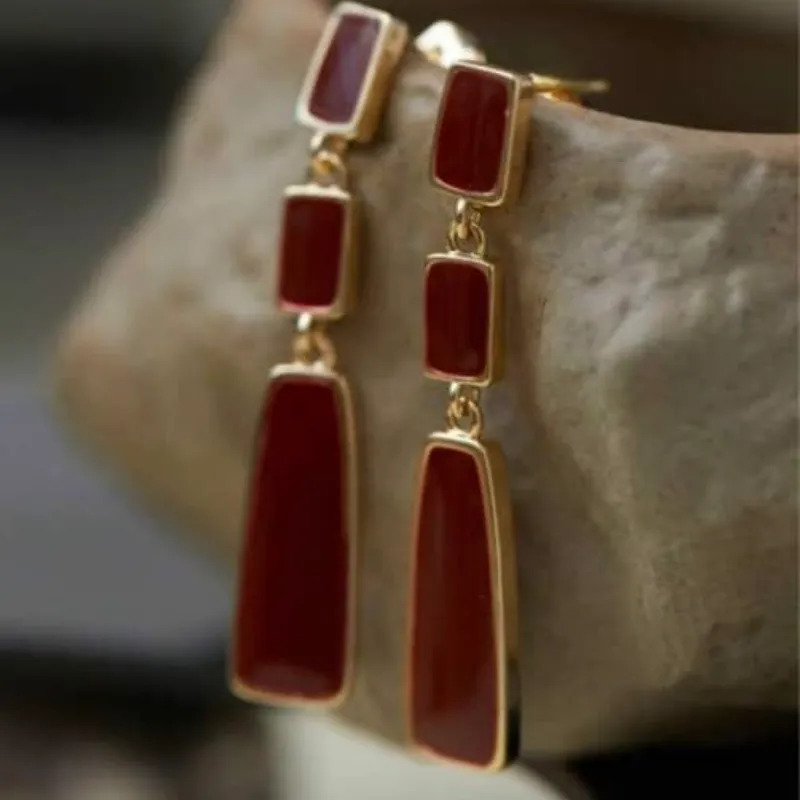 Pendientes de cuadros rojos