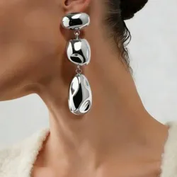 Pendientes largos plateados