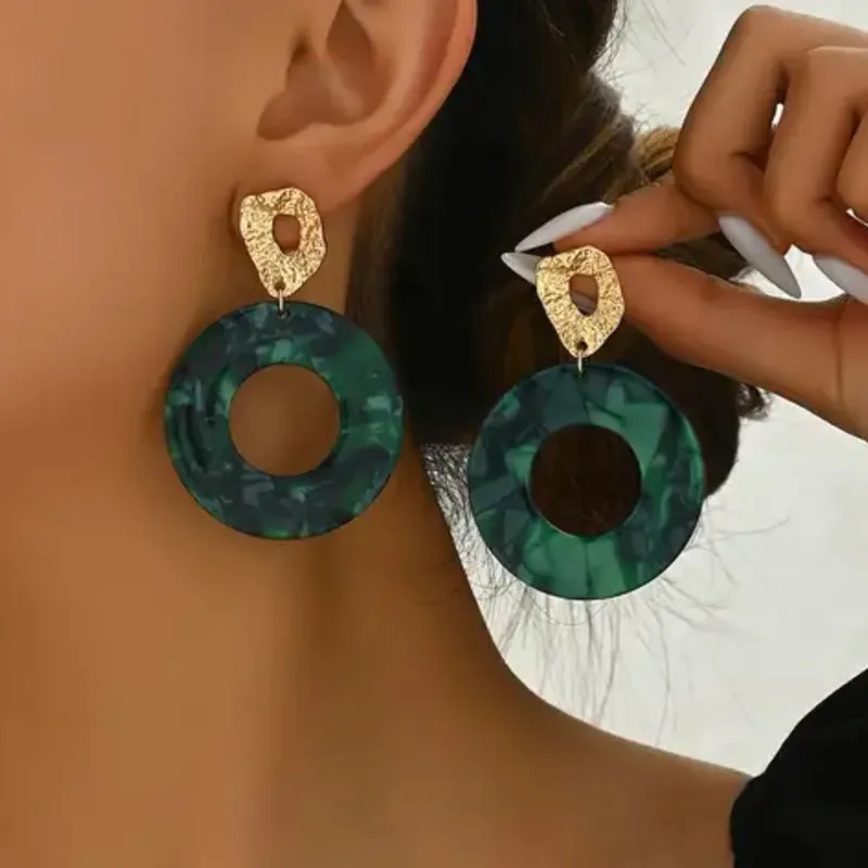 Pendientes verdes jaspeados 