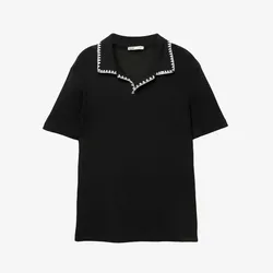 Pullover negro bordes blancos 