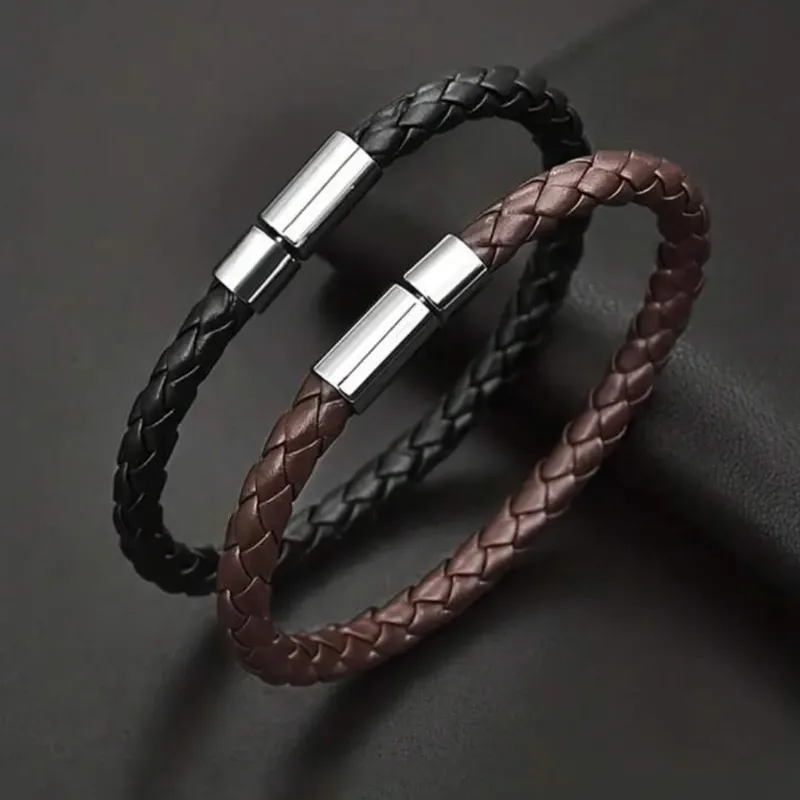 Pulsera cuero tejida 