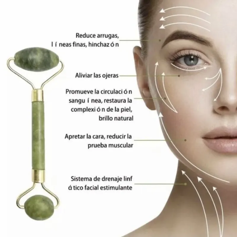 Rodillo + Gua Sha para masaje facial 