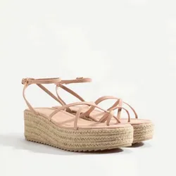 Sandalias altas rosado pastel