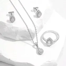 Set collar/anillo/pendiente de plata gota