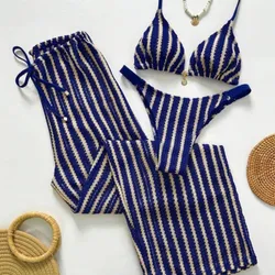 Set con pantalón tejido azul 