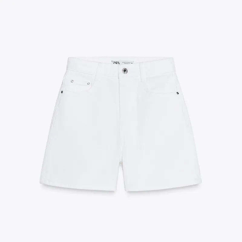 Short Denim Mom fit tiro alto