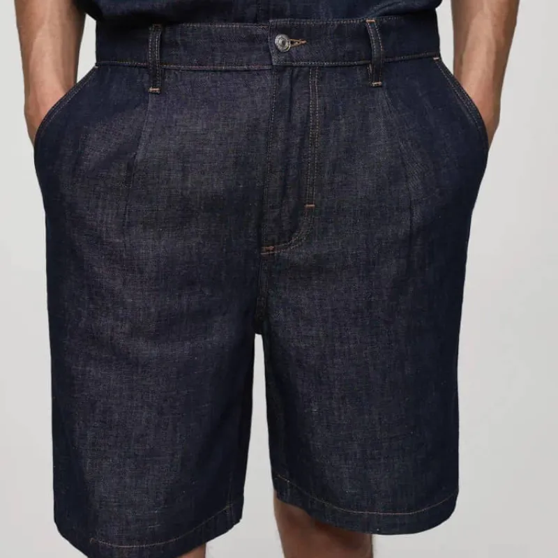 Short mezclilla de pinzas 