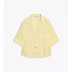 Top amarillo con lino 