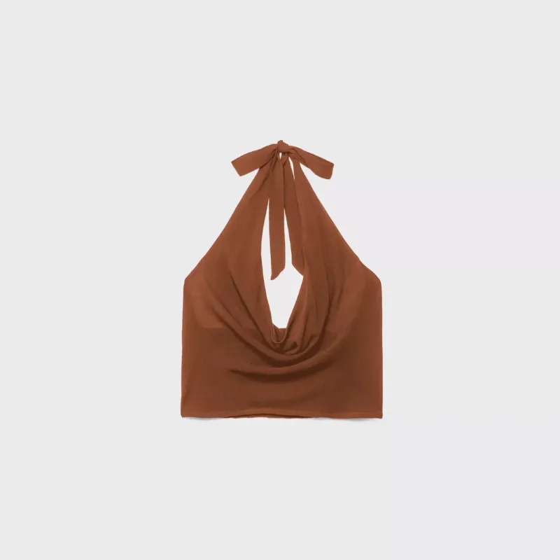 Top atado al cuello carmelita 