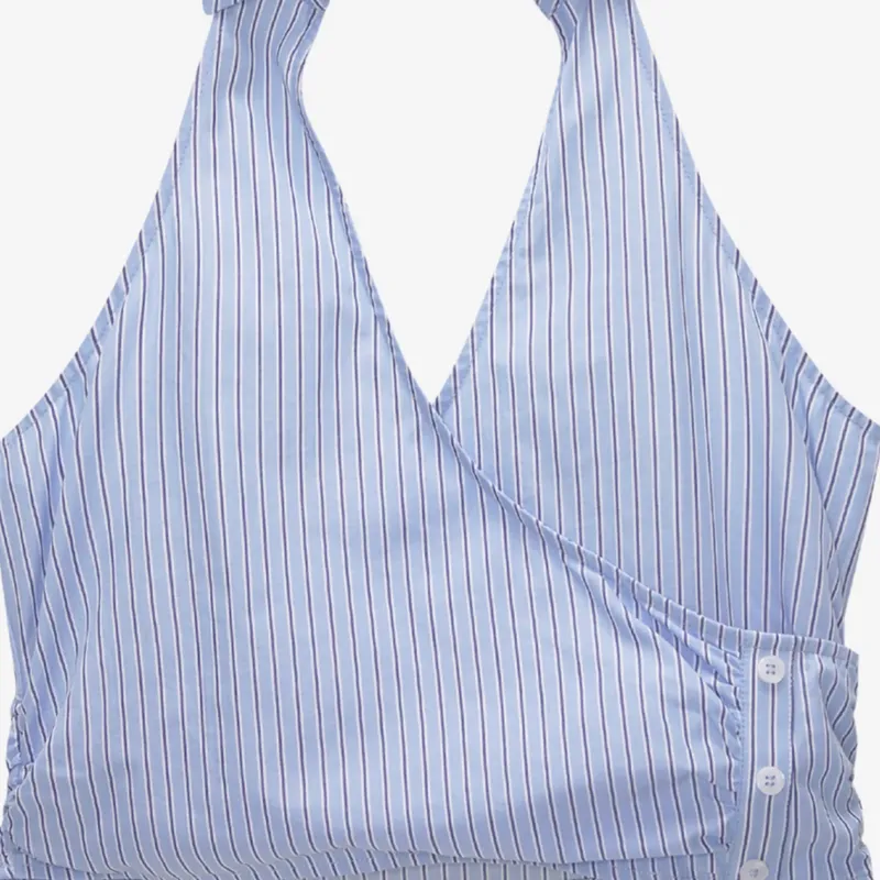 Top azul de rayas