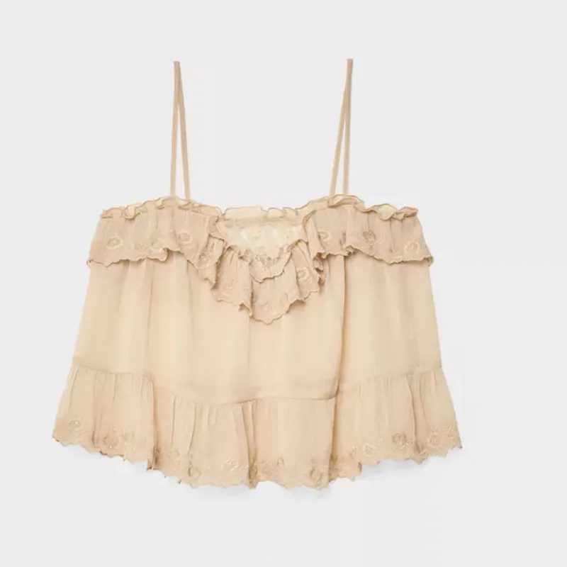 Top de tirantes beige 
