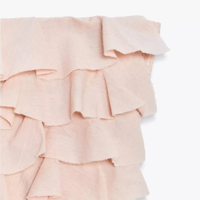 Top de vuelos rosa palo