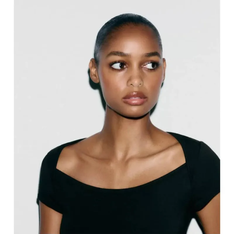 Top negro corte recto 