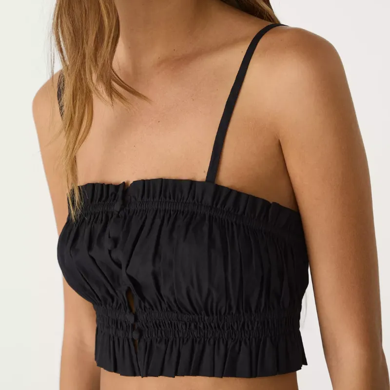 Top negro mini fruncido 