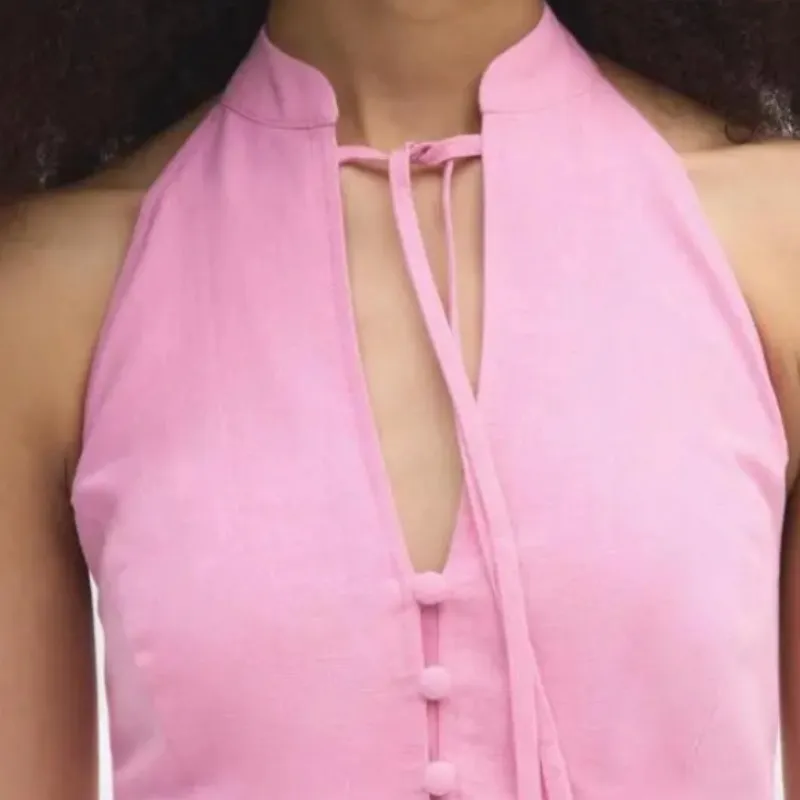 Top Rosa con botones