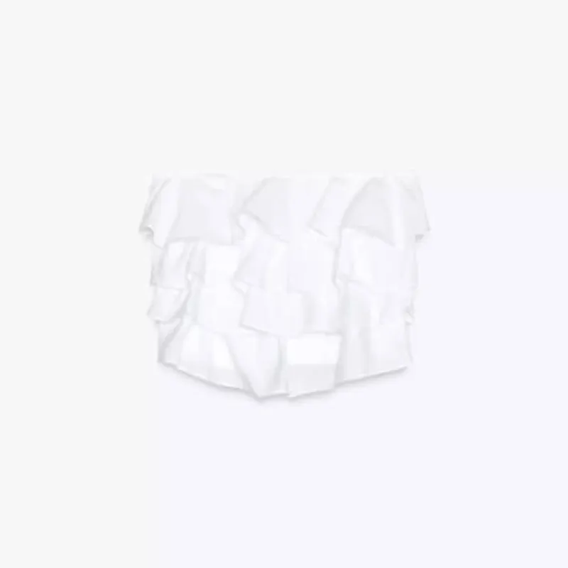 Top strapless de vuelos blanco 