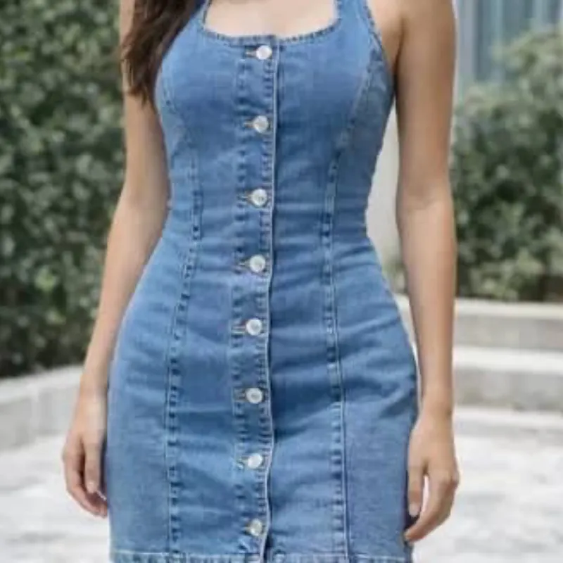 Vestido corto azul de mezclilla