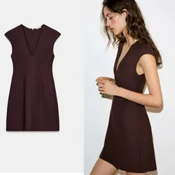 Vestido corto marrón